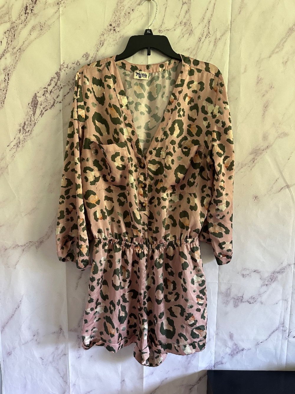 SHOW ME YOUR MUMU LEOPARD PRINT ROMPER PINK/GREEN WOMENS XL